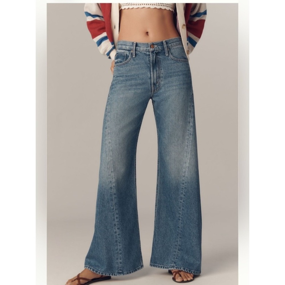 NWT Mother The Lemon Twist Sneak Jeans Wide Leg Denim Rolling In The Dough 30 - Picture 2 of 16